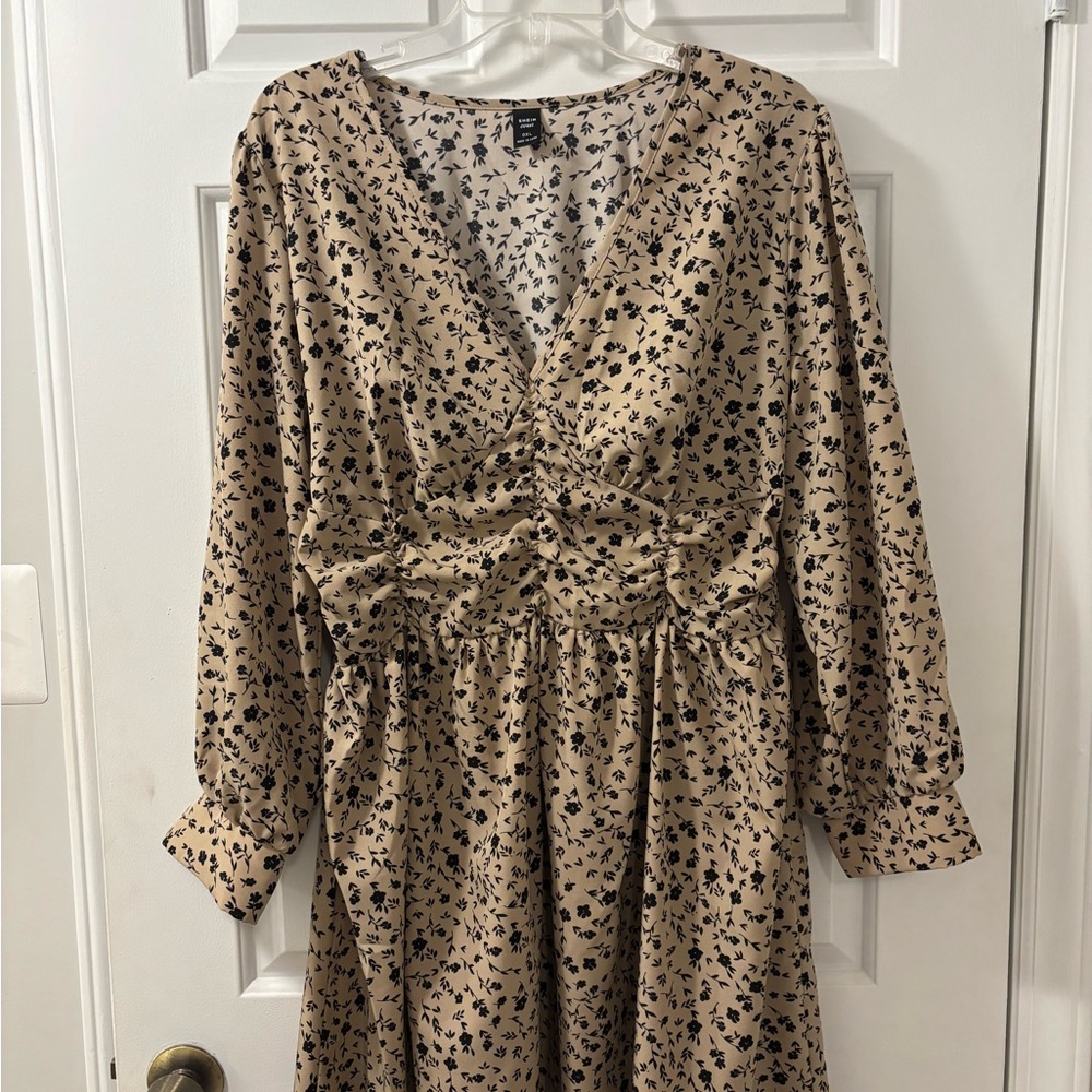 Elegant Tan Floral Dress